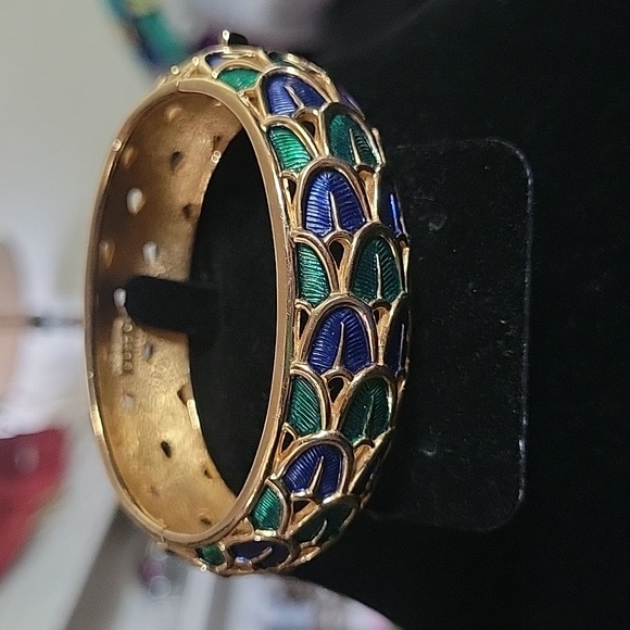 GORGEOUS MARCEL BOUCHER PEACOCK BIRD CUFF BRACELET - Picture 1 of 6